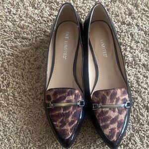 The Limited Women's Animal Print Flats - Brown with Brass hardware.